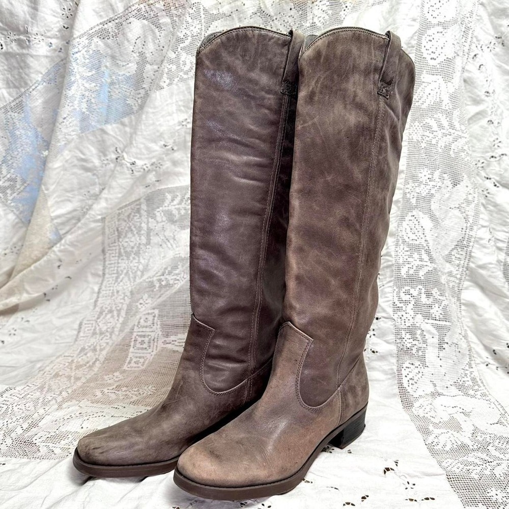 Lucky Brand LP-Hippie Greyish Brown Leather Knee High Boots Size 10